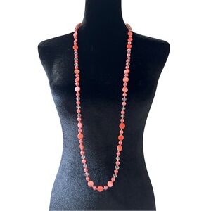 Charming Charlie Necklace Earring Set Coral Pink Beaded New